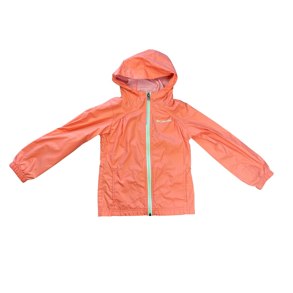 Columbia Girls XS 6/6X Switchback Rain Jacket Windbreaker Coral Orange
